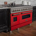 ZLINE 48" Dual Fuel Range Snow Stainless, Red Matte Door, RAS - RM - 48 - Farmhouse Kitchen and Bath