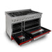 ZLINE 48" Dual Fuel Range Snow Stainless, Red Matte Door, RAS - RM - 48 - Farmhouse Kitchen and Bath