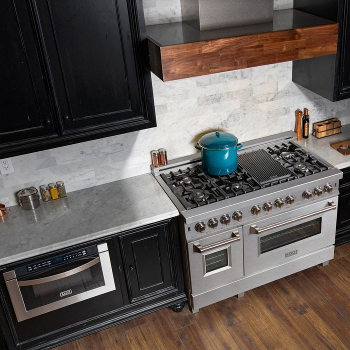 ZLINE 48" Dual Fuel Snow Stainless Range, Snow Stainless Door, RAS - SN - 48 - Farmhouse Kitchen and Bath