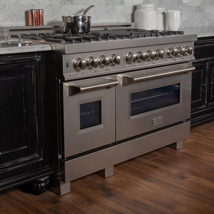ZLINE 48" Dual Fuel Snow Stainless Range, Snow Stainless Door, RAS - SN - 48 - Farmhouse Kitchen and Bath