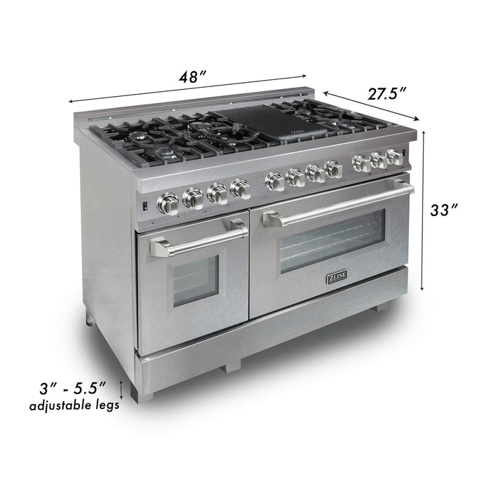 ZLINE 48" Dual Fuel Snow Stainless Range, Snow Stainless Door, RAS - SN - 48 - Farmhouse Kitchen and Bath