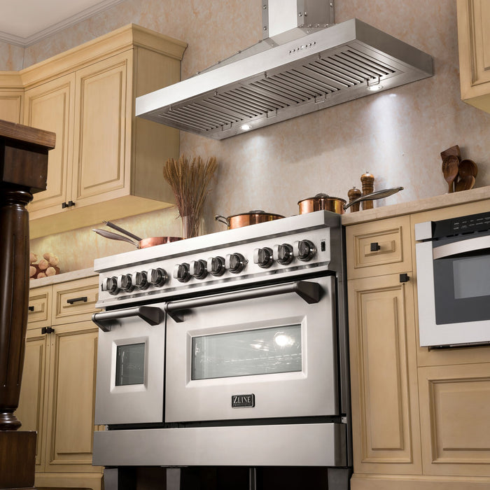 ZLINE 48" Dual Fuel Snow Stainless Range, Snow Stainless Door, RAS - SN - 48 - Farmhouse Kitchen and Bath