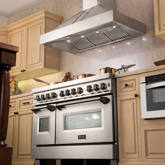 ZLINE 48" Dual Fuel Snow Stainless Range, Snow Stainless Door, RAS - SN - 48 - Farmhouse Kitchen and Bath
