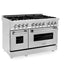 ZLINE 48" Gas Burner/Electric Oven Range Stainless, Brass Burners, RA - BR - 48 - Farmhouse Kitchen and Bath