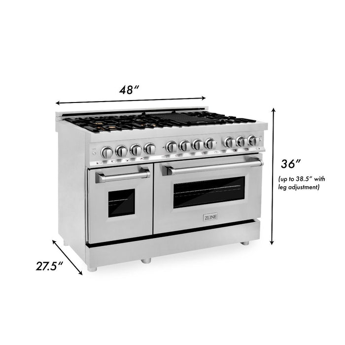 ZLINE 48" Gas Burner/Electric Oven Range Stainless, Brass Burners, RA - BR - 48 - Farmhouse Kitchen and Bath