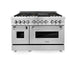 ZLINE 48" Gas Burner/Electric Oven Range Stainless, Brass Burners, RA - BR - 48 - Farmhouse Kitchen and Bath