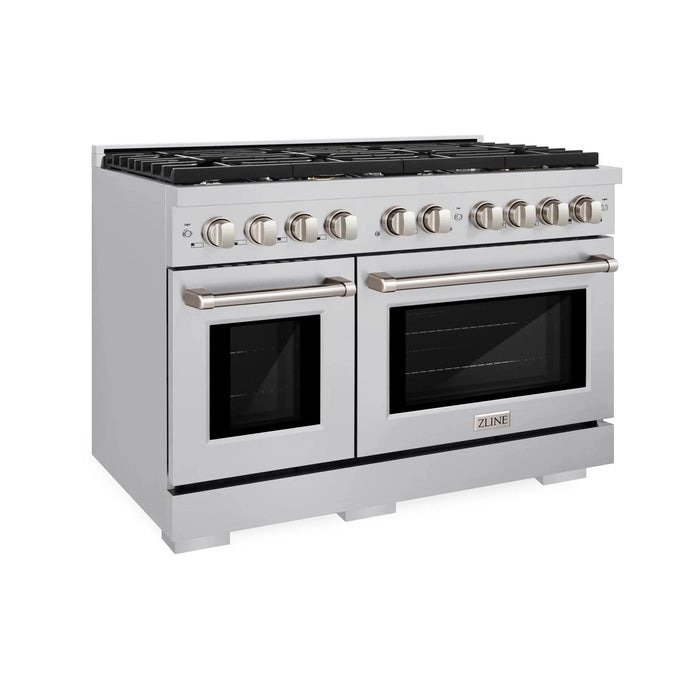 ZLINE 48 in. 8 Burner Double Oven Gas Range, Stainless Steel, SGR48 - Farmhouse Kitchen and Bath