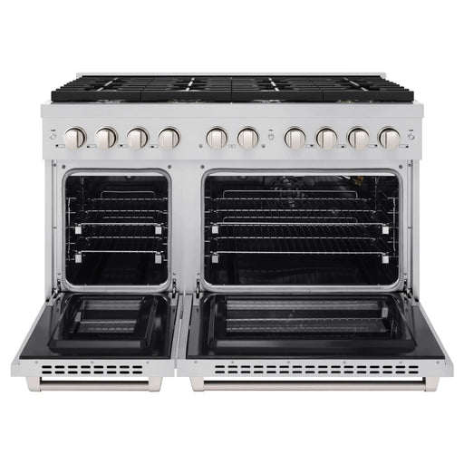 ZLINE 48 in. 8 Burner Double Oven Gas Range, Stainless Steel, SGR48 - Farmhouse Kitchen and Bath