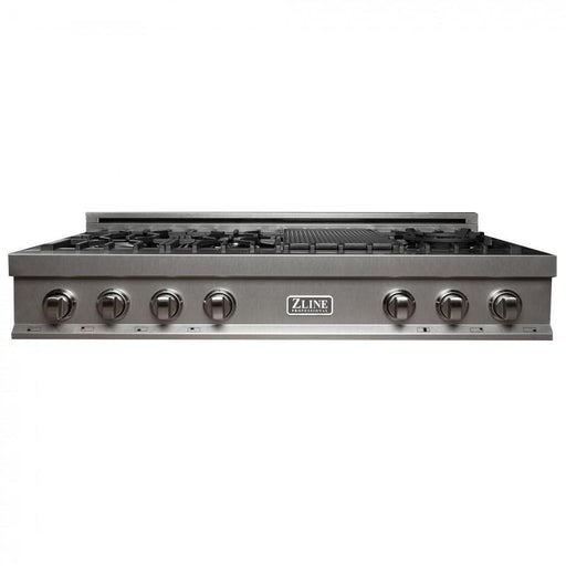 ZLINE 48 in. Porcelain Rangetop in Snow Stainless, 7 Gas Burners, RTS - 48 - Farmhouse Kitchen and Bath