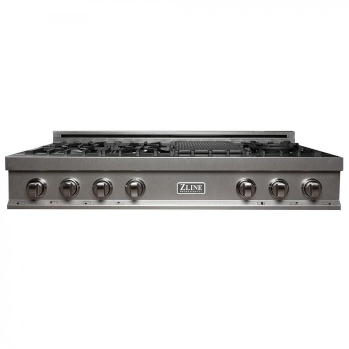 ZLINE 48 in. Porcelain Rangetop in Snow Stainless, 7 Gas Burners, RTS - 48 - Farmhouse Kitchen and Bath