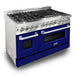 ZLINE 48" Professional Dual Fuel Range with Blue Matte Door, RA - BM - 48 - Farmhouse Kitchen and Bath