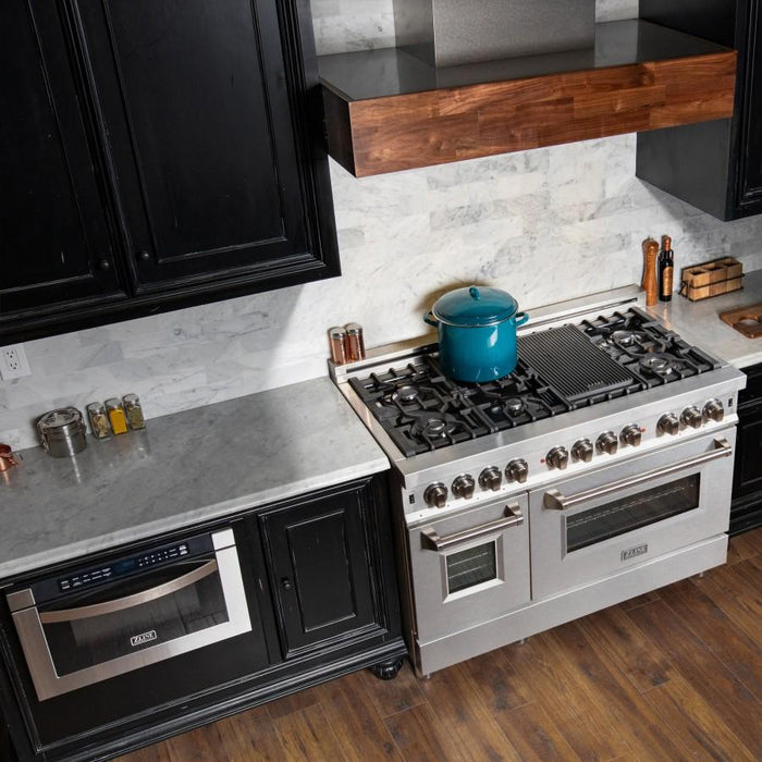 ZLINE 48" Professional Dual Fuel Range with Snow Finish Door, RA - SN - 48 - Farmhouse Kitchen and Bath