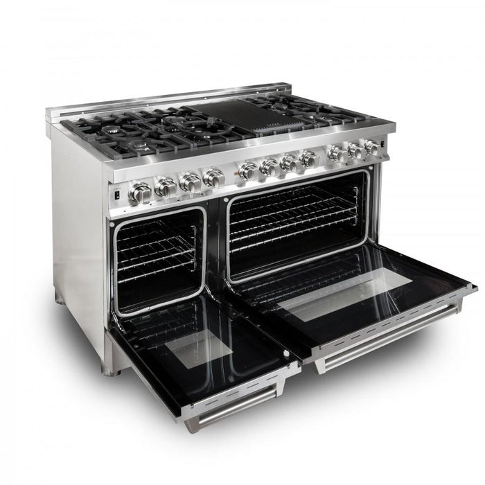 ZLINE 48" Professional Dual Fuel Range with Snow Finish Door, RA - SN - 48 - Farmhouse Kitchen and Bath
