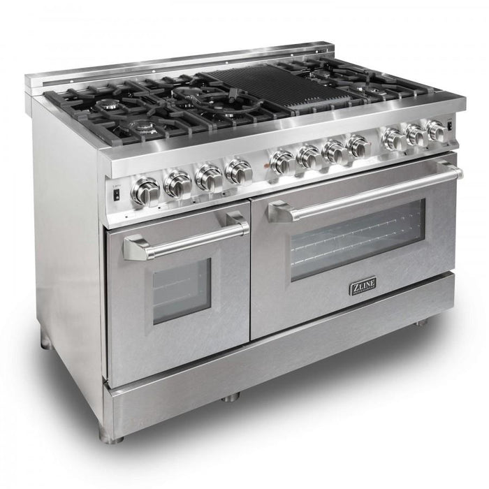 ZLINE 48" Professional Dual Fuel Range with Snow Finish Door, RA - SN - 48 - Farmhouse Kitchen and Bath