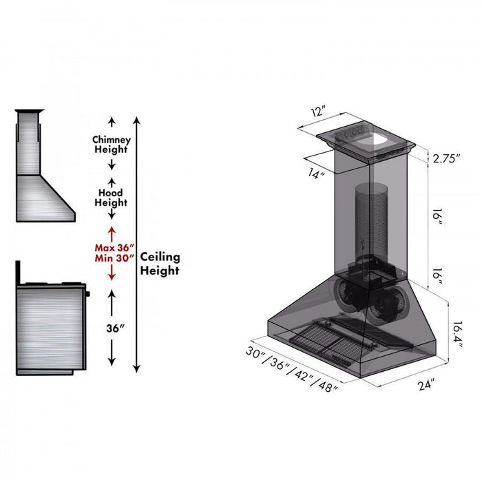 ZLINE 48" Professional Wall Range Hood, Built - in CrownSound® Bluetooth Speakers, 667CRN - BT - 48 - Farmhouse Kitchen and Bath