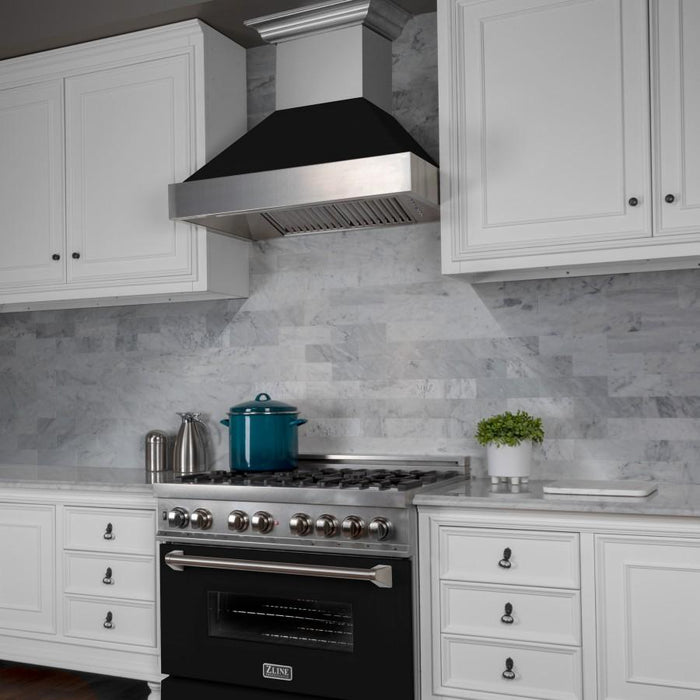 ZLINE 48" Snow Finish Wall Range Hood, Black Matte Shell, 8654BLM - 48 - Farmhouse Kitchen and Bath