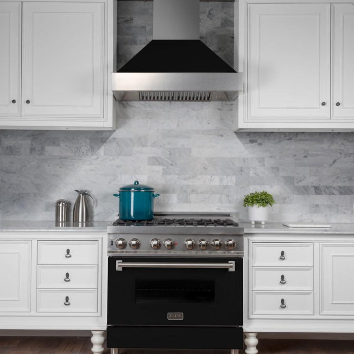 ZLINE 48" Snow Finish Wall Range Hood, Black Matte Shell, 8654BLM - 48 - Farmhouse Kitchen and Bath