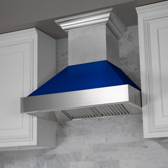 ZLINE 48" Snow Finish Wall Range Hood, Blue Gloss Shell, 8654BG - 48 - Farmhouse Kitchen and Bath