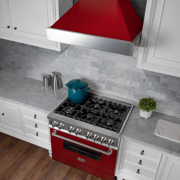 ZLINE 48" Snow Finish Wall Range Hood, Red Gloss Shell, 8654RG - 48 - Farmhouse Kitchen and Bath
