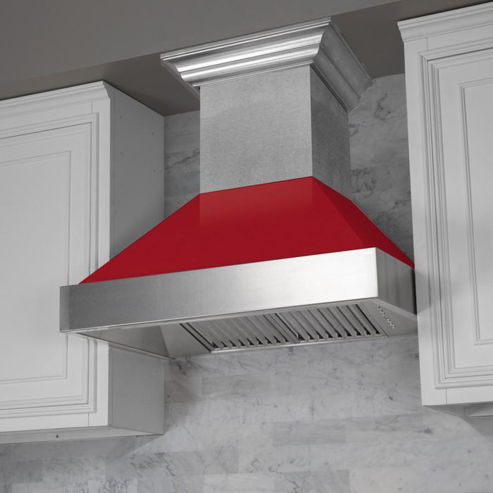 ZLINE 48" Snow Finish Wall Range Hood, Red Gloss Shell, 8654RG - 48 - Farmhouse Kitchen and Bath