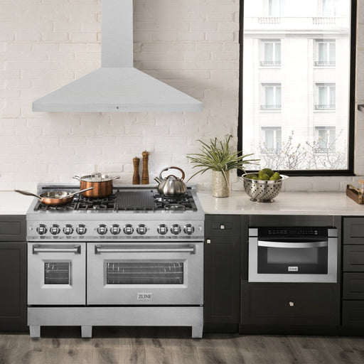 ZLINE 48" Wall Mount Range Hood in DuraSnow Stainless Steel, 8KF2S - 48 - Farmhouse Kitchen and Bath