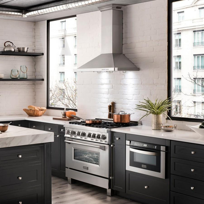 ZLINE 48" Wall Range Hood, Built - in CrownSound® Bluetooth Speakers, KBCRN - BT - 48 - Farmhouse Kitchen and Bath