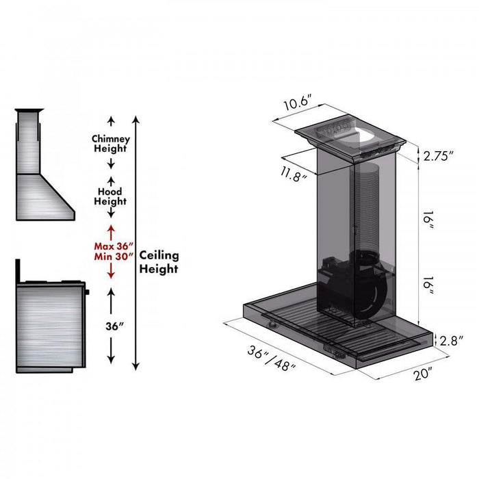 ZLINE 48" Wall Range Hood, Built - in CrownSound® Bluetooth Speakers, KECRN - BT - 48 - Farmhouse Kitchen and Bath