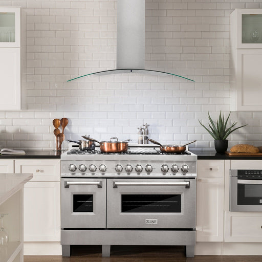 ZLINE 48" Wall Range Hood, Snow Finish Stainless & Glass, 8KN4S - 48 - Farmhouse Kitchen and Bath