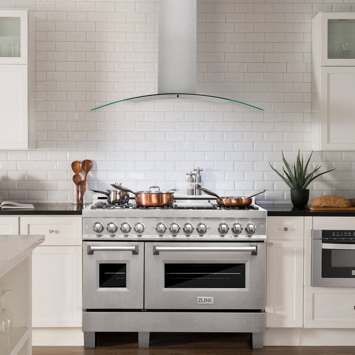 ZLINE 48" Wall Range Hood, Snow Finish Stainless & Glass, 8KN4S - 48 - Farmhouse Kitchen and Bath