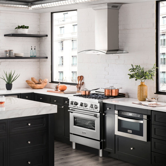 ZLINE 48" Wall Stainless Range Hood, Bluetooth Speakers, KN4CRN - BT - 48 - Farmhouse Kitchen and Bath