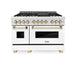 ZLINE 48"Autograph Range Dual Fuel, DuraSnow, White Door,RASZ - WM - 48 - CB - Farmhouse Kitchen and Bath
