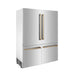 ZLINE 60" Autograph 32.2 cu. ft. 4 - Door French Door Fridge Water/Ice Dispenser Stainless Steel Gold Accents RBIVZ - 304 - 60 - G - Farmhouse Kitchen and Bath