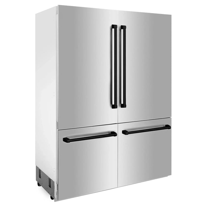 ZLINE 60" Autograph 32.2 cu. ft. 4 - Door French Door Fridge Water/Ice Dispenser Stainless Steel Matte Black Accents RBIVZ - 304 - 60 - MB - Farmhouse Kitchen and Bath