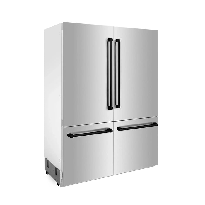 ZLINE 60" Autograph 32.2 cu. ft. 4 - Door French Door Fridge Water/Ice Dispenser Stainless Steel Matte Black Accents RBIVZ - 304 - 60 - MB - Farmhouse Kitchen and Bath