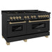 ZLINE 60" Autograph Dual Fuel Range, Black Stainless, RABZ - 60 - CB - Farmhouse Kitchen and Bath