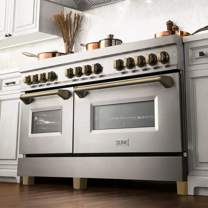 ZLINE 60" Autograph Edition, 7.4 cu. ft. Dual Fuel Range, RAZ - 60 - CB - Farmhouse Kitchen and Bath
