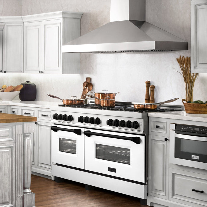 ZLINE 60" Autograph Edition, 7.4 cu. ft. Dual Fuel Range, RAZ - WM - 60 - MB - Farmhouse Kitchen and Bath
