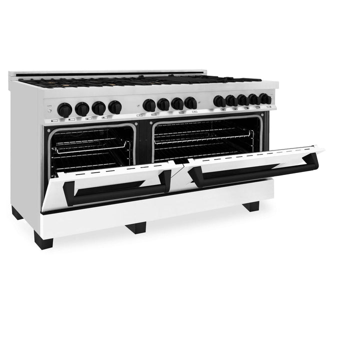 ZLINE 60" Autograph Edition, 7.4 cu. ft. Dual Fuel Range, RAZ - WM - 60 - MB - Farmhouse Kitchen and Bath