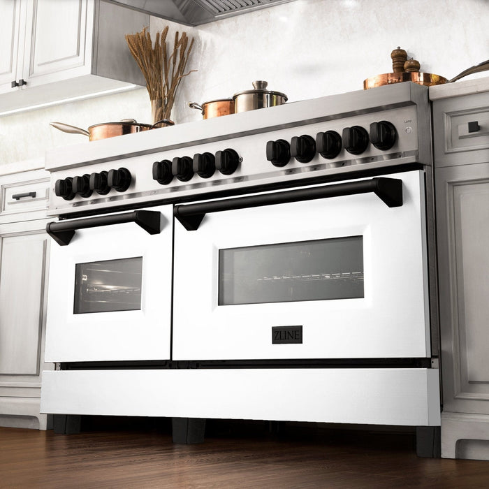 ZLINE 60" Autograph Edition, 7.4 cu. ft. Dual Fuel Range, RAZ - WM - 60 - MB - Farmhouse Kitchen and Bath