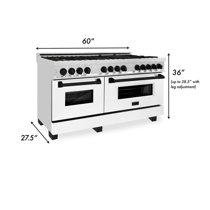ZLINE 60" Autograph Edition, 7.4 cu. ft. Dual Fuel Range, RAZ - WM - 60 - MB - Farmhouse Kitchen and Bath