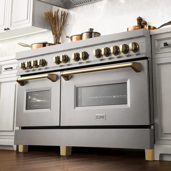ZLINE 60" Autograph Edition Dual Fuel Range, DuraSnow, RASZ - SN - 60 - G - Farmhouse Kitchen and Bath