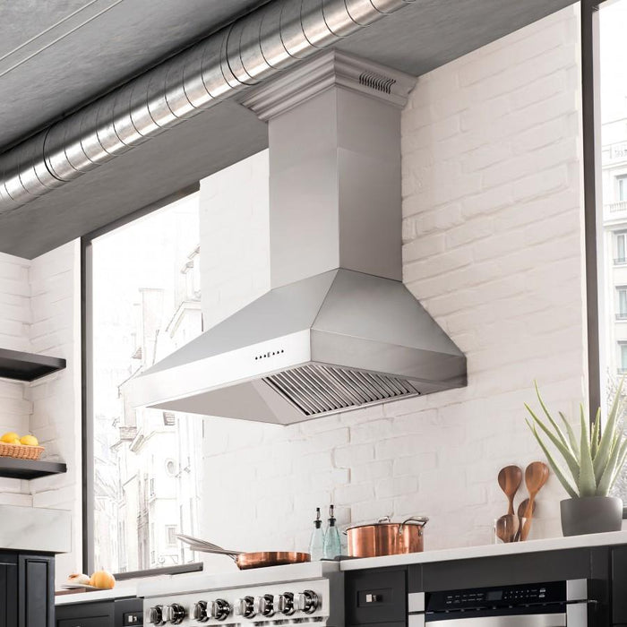 ZLINE 60" Professional Wall Range Hood, Built - in CrownSound Bluetooth Speakers, 697CRN - BT - 60 - Farmhouse Kitchen and Bath