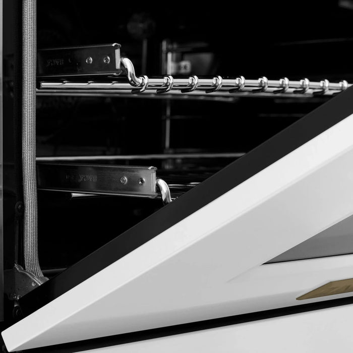 ZLINE 60"Autograph Range Dual Fuel, DuraSnow, White Door,RASZ - WM - 60 - G - Farmhouse Kitchen and Bath