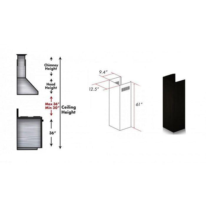 ZLINE 61 in. Wooden Chimney Extension for Ceilings up to 12.5 ft.,KBCC - E - Farmhouse Kitchen and Bath