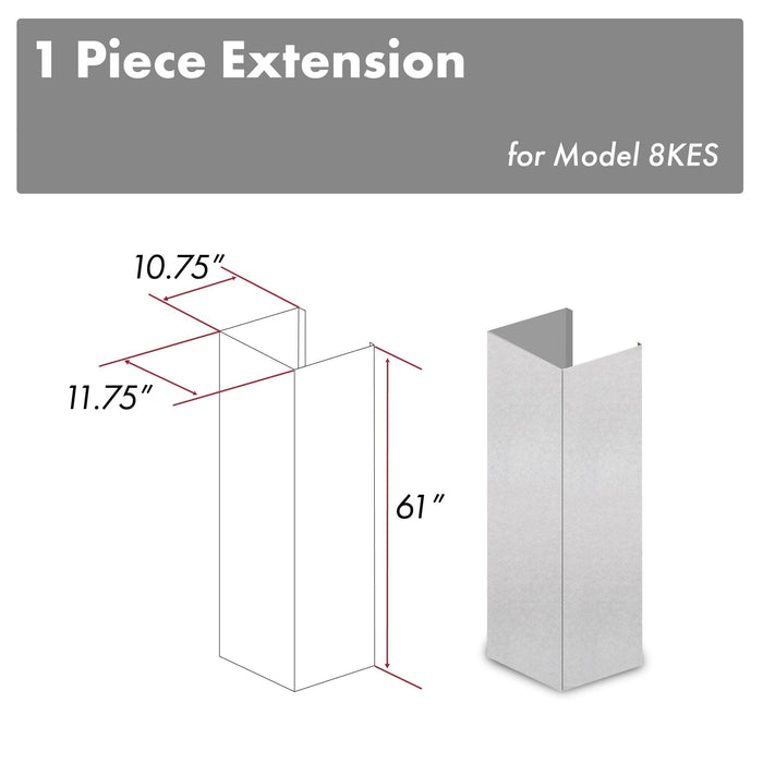 ZLINE 61" Snow Finished Stainless Steel Chimney Extension For Ceilings Up To 12.5 Ft. (8KES - E) - Farmhouse Kitchen and Bath