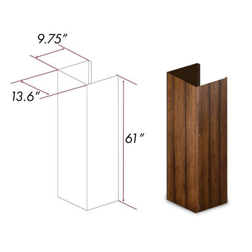 ZLINE 61" Wooden Chimney Extension, Ceiling for 12 ft. (KPLL - E) - Farmhouse Kitchen and Bath