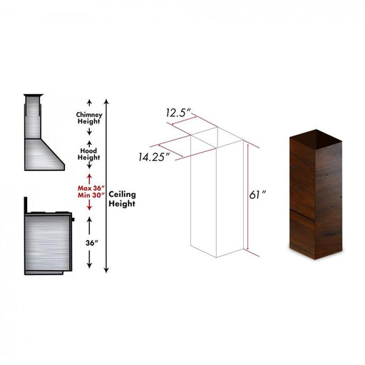 ZLINE 61" Wooden Chimney Extension, Ceilings up to 12.5 ft. (KBiRR - E) - Farmhouse Kitchen and Bath