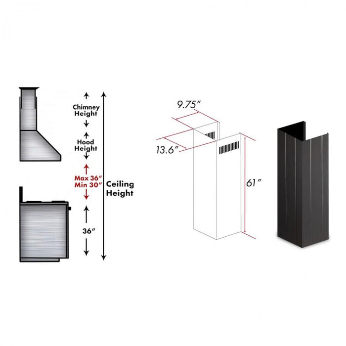 ZLINE 61" Wooden Chimney Extension for Ceilings up to 12', KPCC - E - Farmhouse Kitchen and Bath