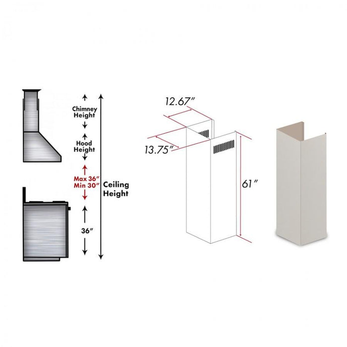 ZLINE 61" Wooden Chimney Extension for Ceilings up to 12.5', 321TT - E - Farmhouse Kitchen and Bath