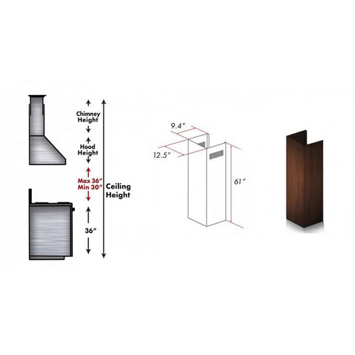 ZLINE 61" Wooden Chimney Extension for Ceilings up to 12.5', KBRR - E - Farmhouse Kitchen and Bath